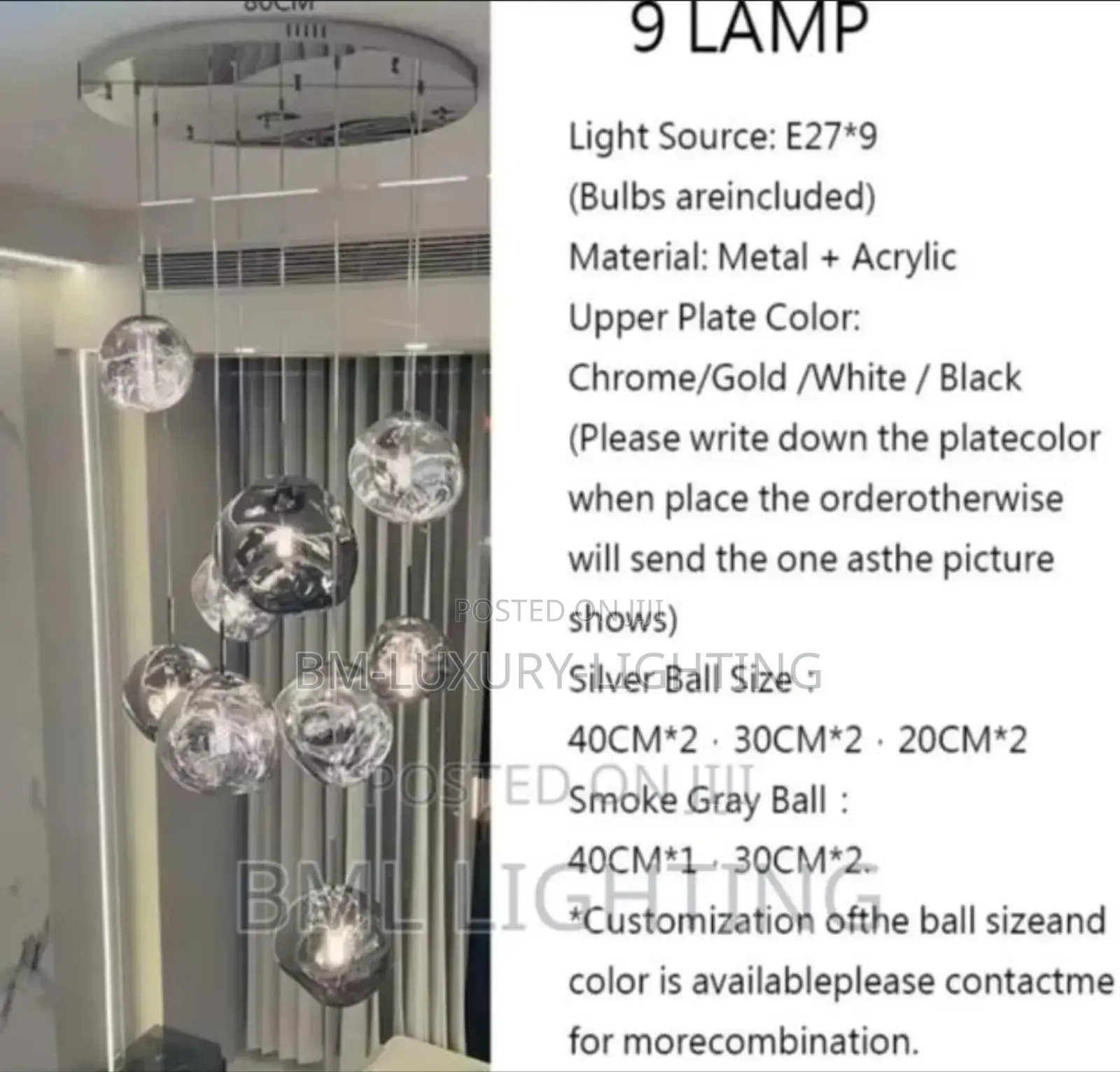 9 Silverstone Nordic Glass Dropping Chandelier
