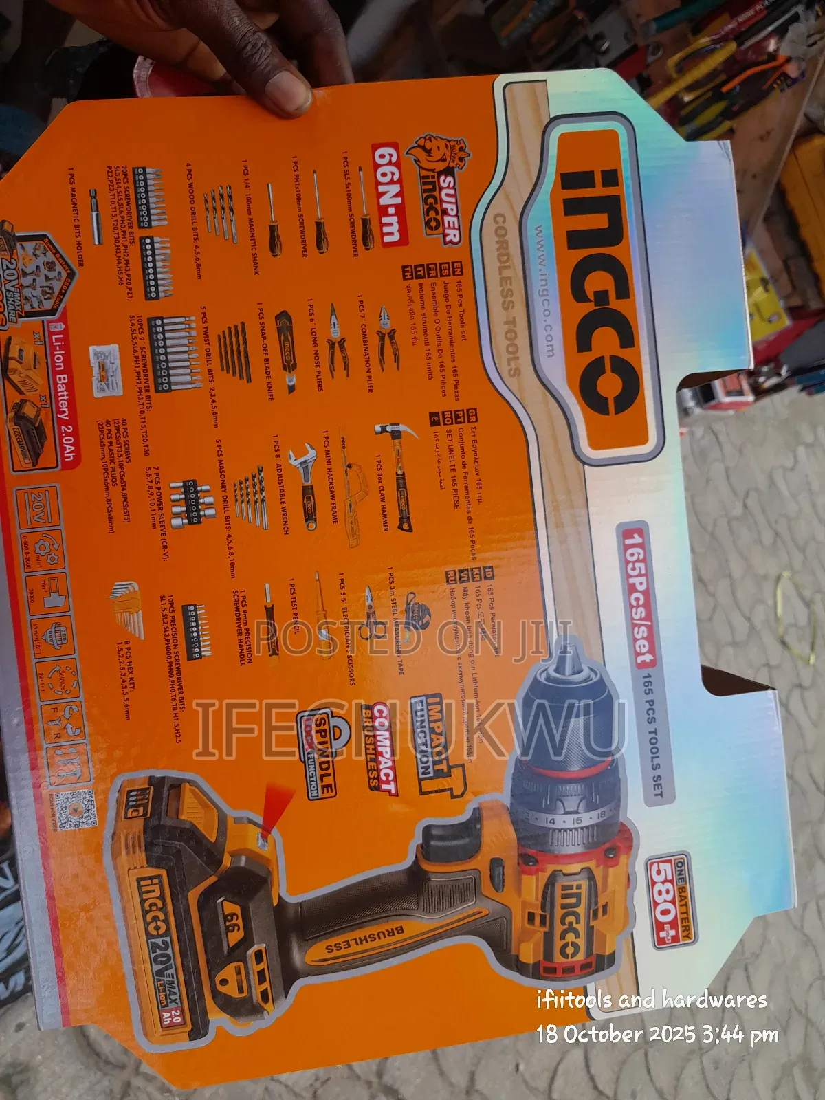 165 PCS Ingco Tools Box With Drill Machine