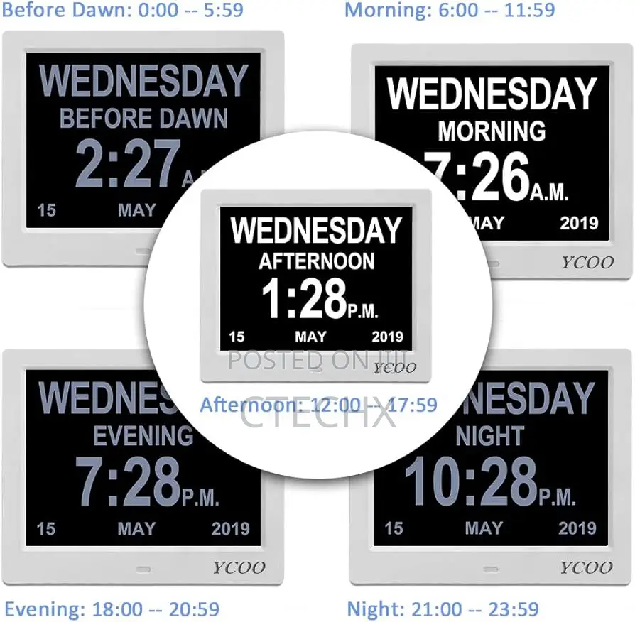 Dementia Clock 8 Inch Calendar Day Date Clock Memory Loss Extra Large