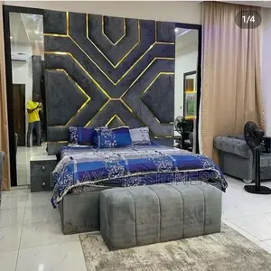 Wall Padded Bed With Ottoman Bedside