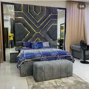 Wall Padded Bed With Ottoman Bedside