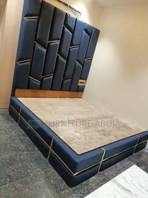 Blue Gold Padded Bed for Room