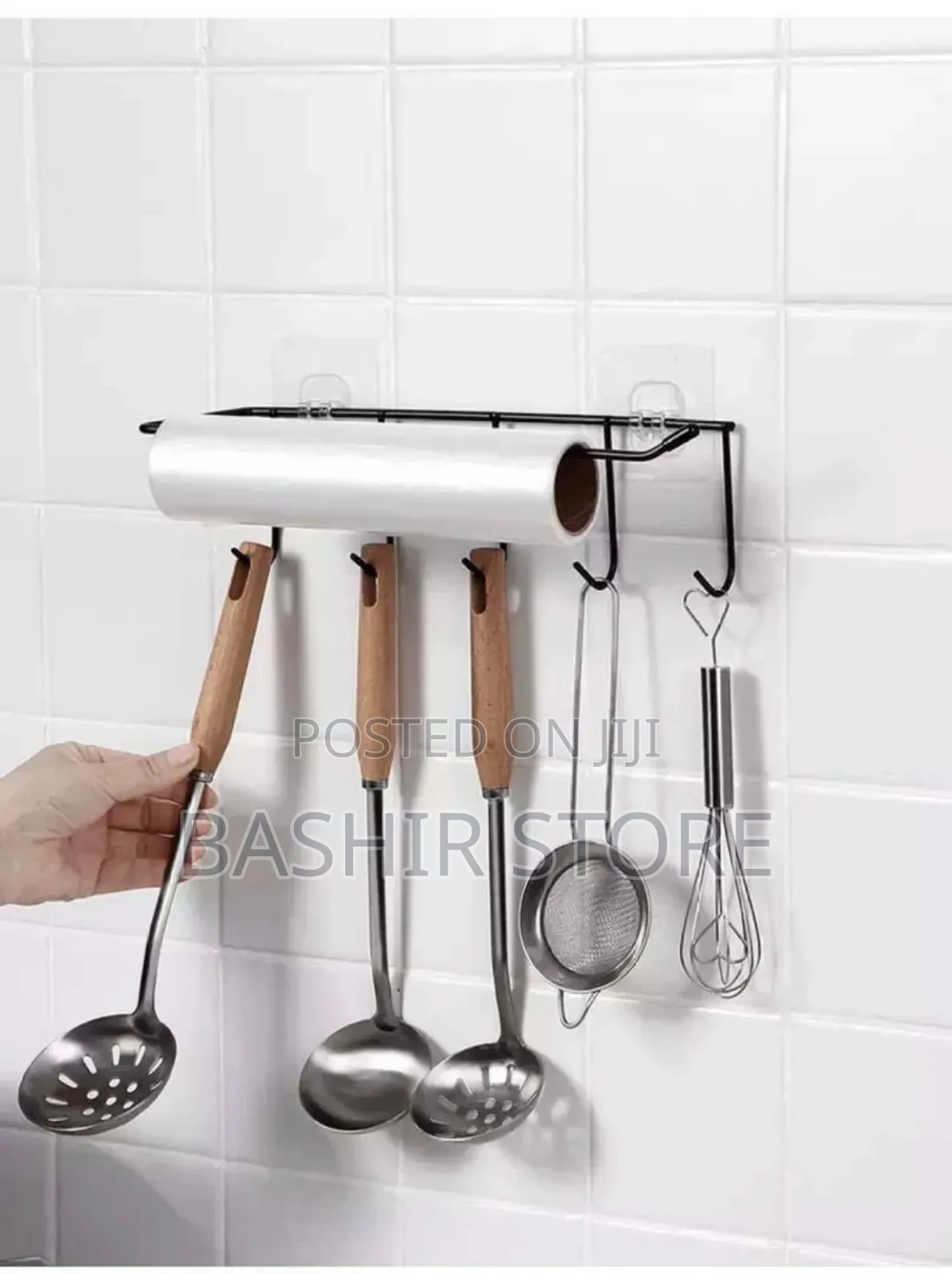 Wall-Mounted Kitchen Utensil and Tissue Holder