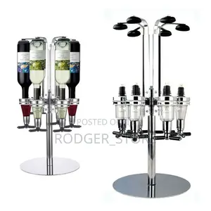 6 Bottle Rotating Liquor Bar Butler Wine Beverage Dispenser 
