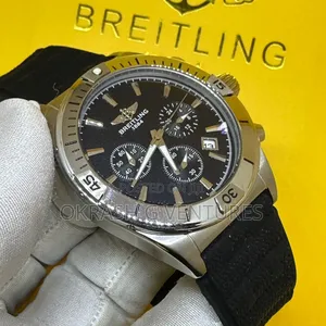 Breitling Chronograph Silver Rubber Strap Watch