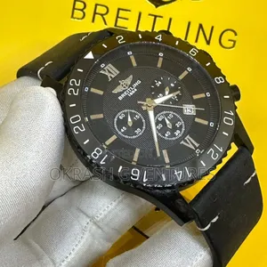 Breitling Chronograph Black Leather Strap Watch