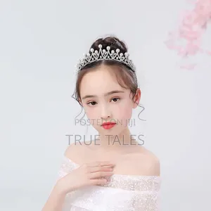 Girls Silver And Pearl Tiara Crystal  Hair Crown