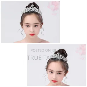 Girls Silver Stone Embellished Crystal Tiara Hair Crown