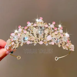 Classy Tiara Hair Crown Embellished With Stones, Diamante And Pearls