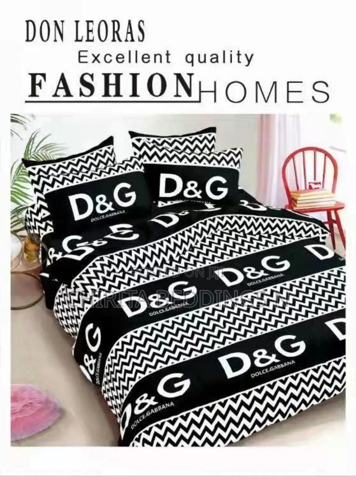 Black and White Bedspread and Duvet