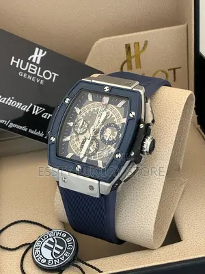 High Quality Hublot Chronograph Blue Rubber Strap