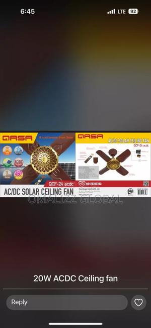 Ac Dc Solar Ceiling Fan Qasa 24inches