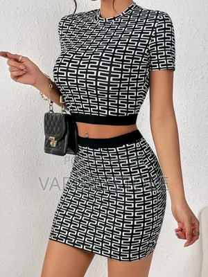 All-Over Printed Two Piece Ladies Top and Skirt