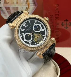 Original Patek Philippe Black Genuine Leather Strap Chronograph Watch