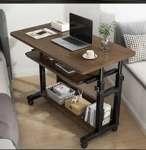 Big Size 80cm Laptop Table With Drawer(Brown and White)