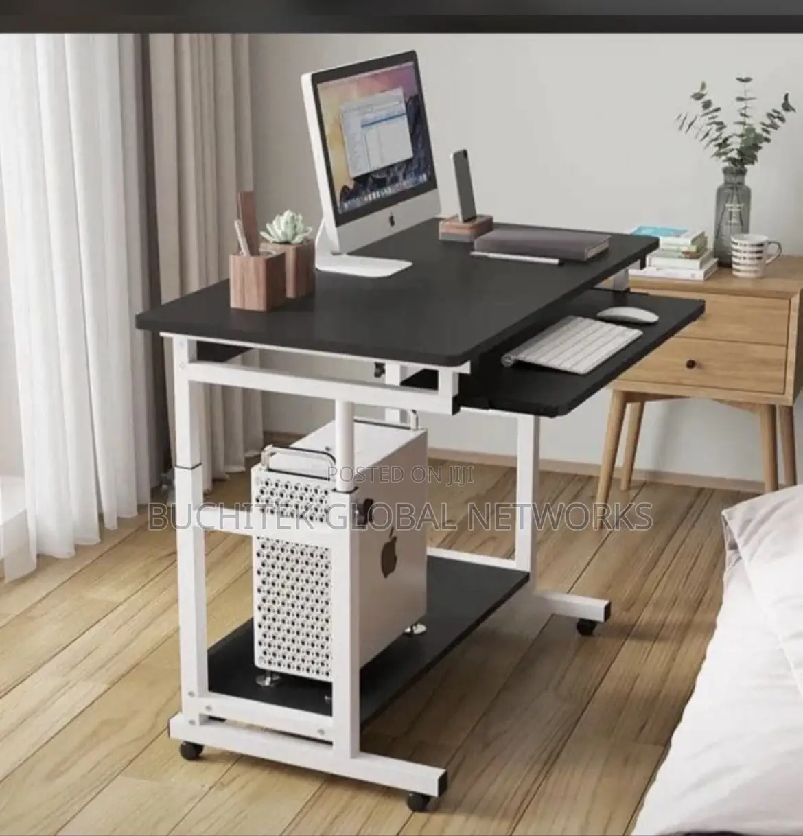 Big Size 80cm Laptop Table With Drawer(Brown and White)