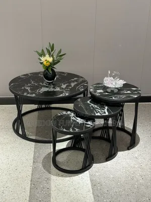Portable Marble Center Table With 3 Side Stools