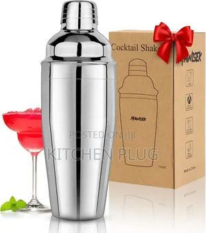 750ml Stainless Steel Cocktail Shaker, Also Known As A Cobbler Shaker.