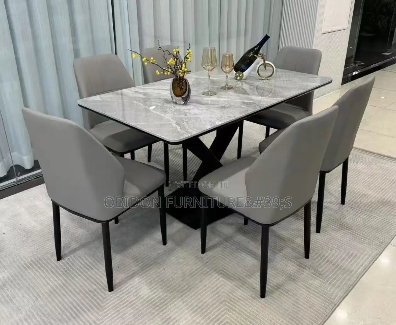 Portable Marble Dining Table 6 Seaters
