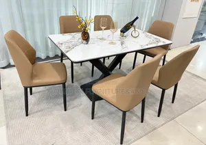 Portable Marble Dining Table 6 Seaters