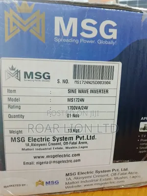 Msg Electrical 1.7kva Msg Solar Inverter 24v in Obafemi-Owode - Electrical Equipment ...