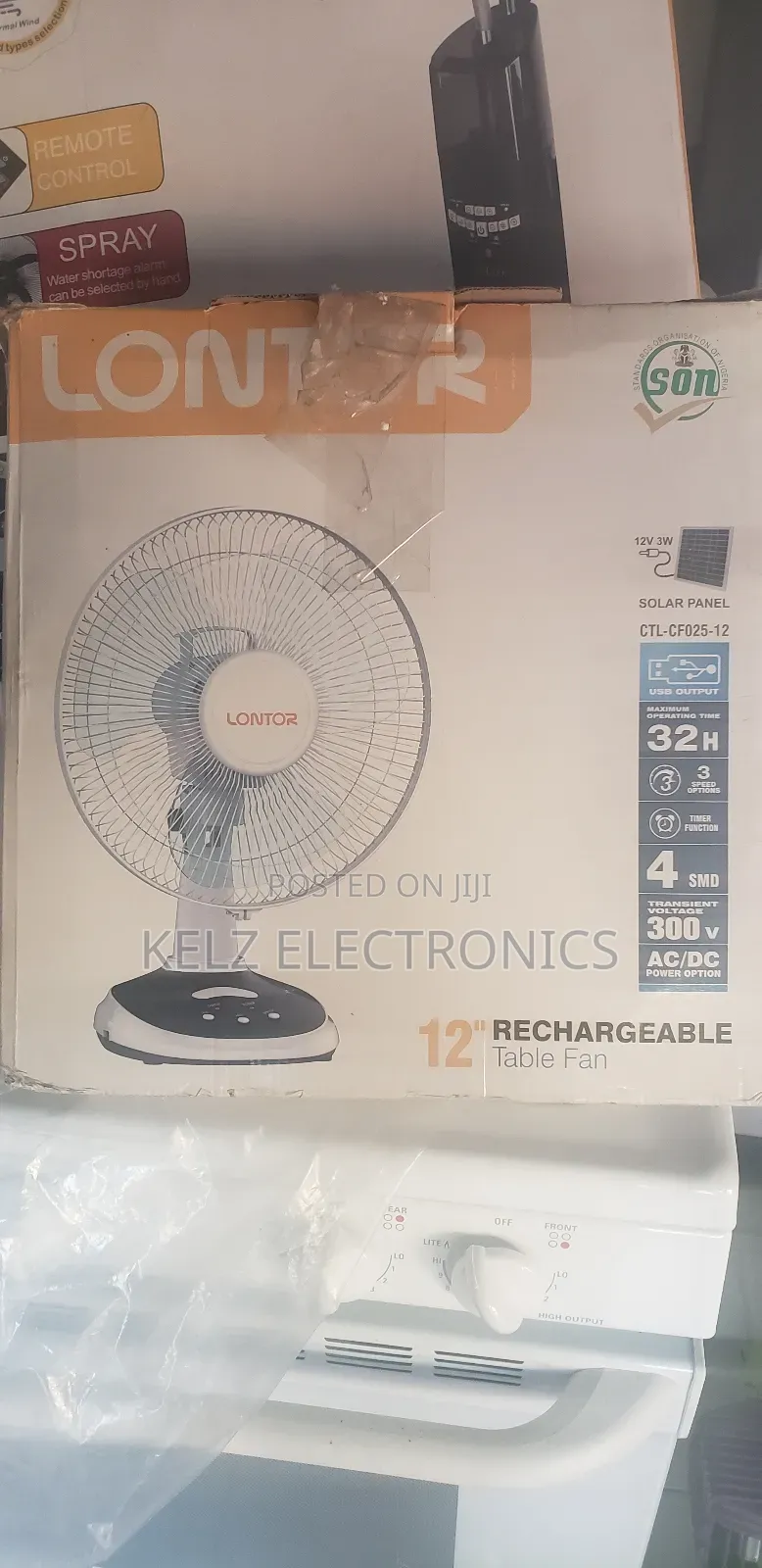 Lontor 12" Rechargeable Table Fan