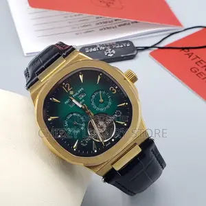 Patek Philippe Quality Luxury Men Genuine Leather Wristwatch