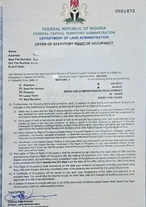 Fcda R of O Mixed Land at Maitama 2