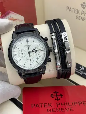 Patek Philippe Quality Luxury Men Genuine Leather Wristwatch