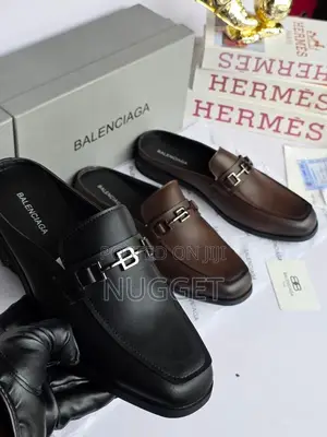 Balenciaga Black Leather Half Shoe( Luxury Grade) Fully Boxed 