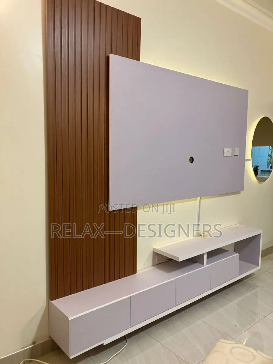Brown. White. Light  Tv  Stand