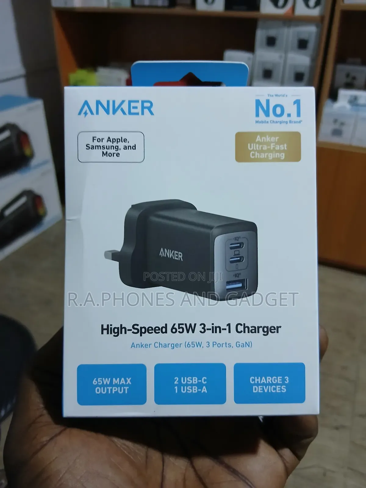 Anker Charger 65w, 3ports, Gan