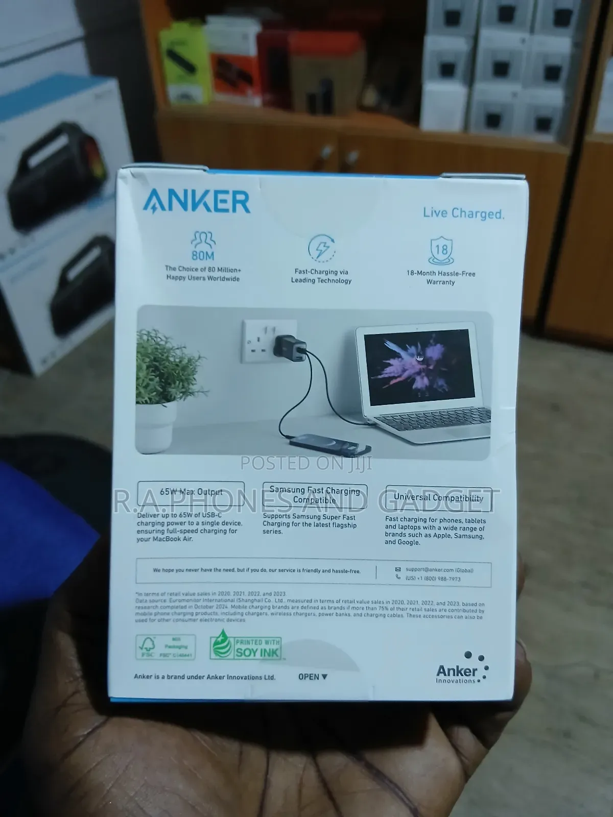 Anker Charger 65w, 3ports, Gan