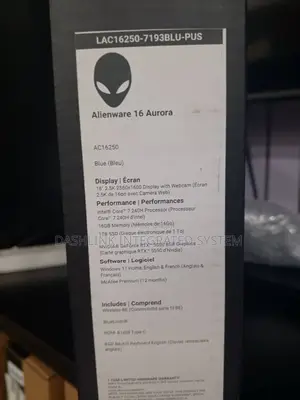 New Laptop Dell Alienware 16X Aurora 16GB Intel Core 7 SSD 1T