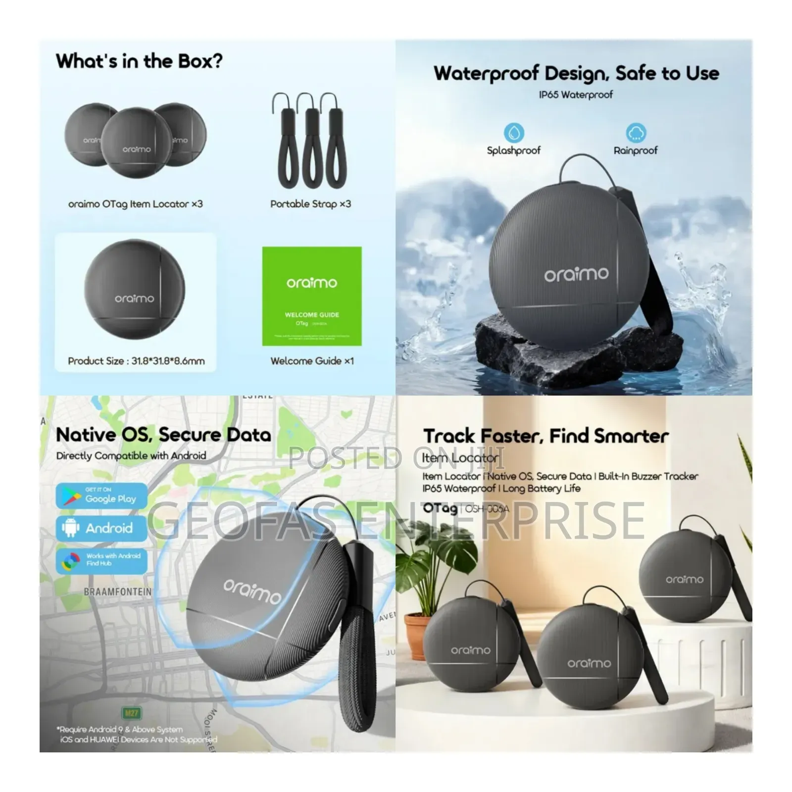 Oraimo Otag Ip65 Waterproof Android Item Locator