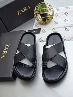 Zara Palm Slippers Black Fully Boxed
