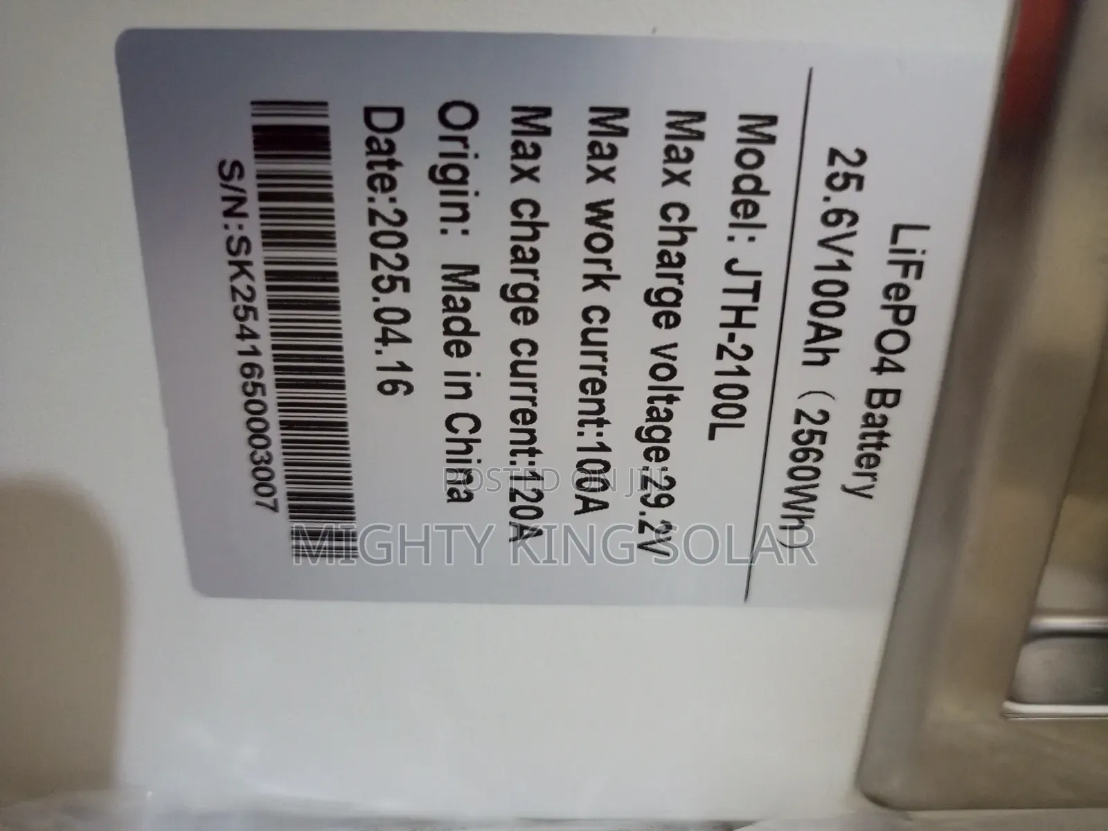 2.5 KWH JTH Lithium Iron Battery