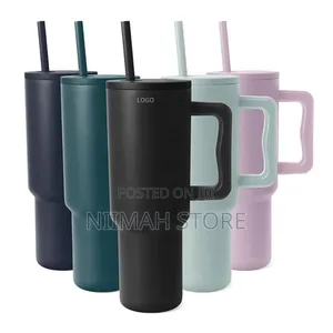 Spilled-Proof Insulated Travel Cup With Hand and Straw