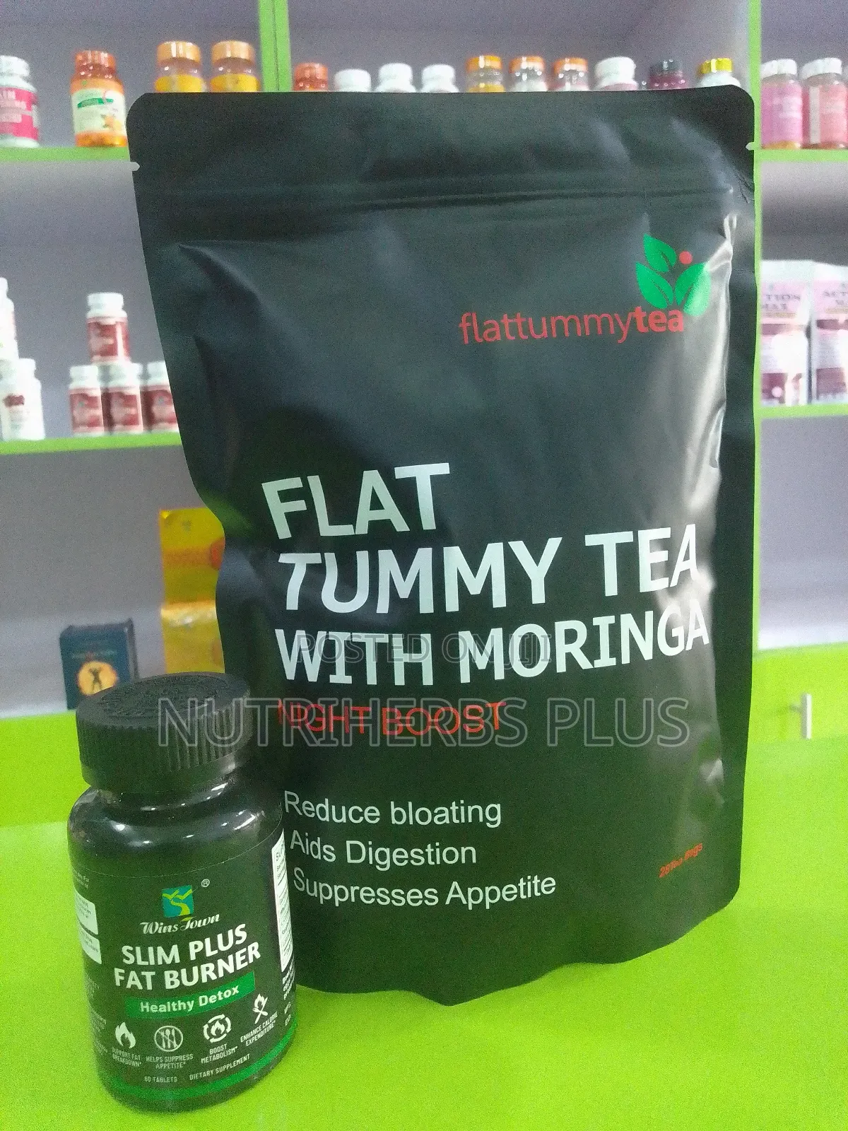 Flat Tummy Tea With Moringa+ Slim Plus Fat Burner: For Weight Loss