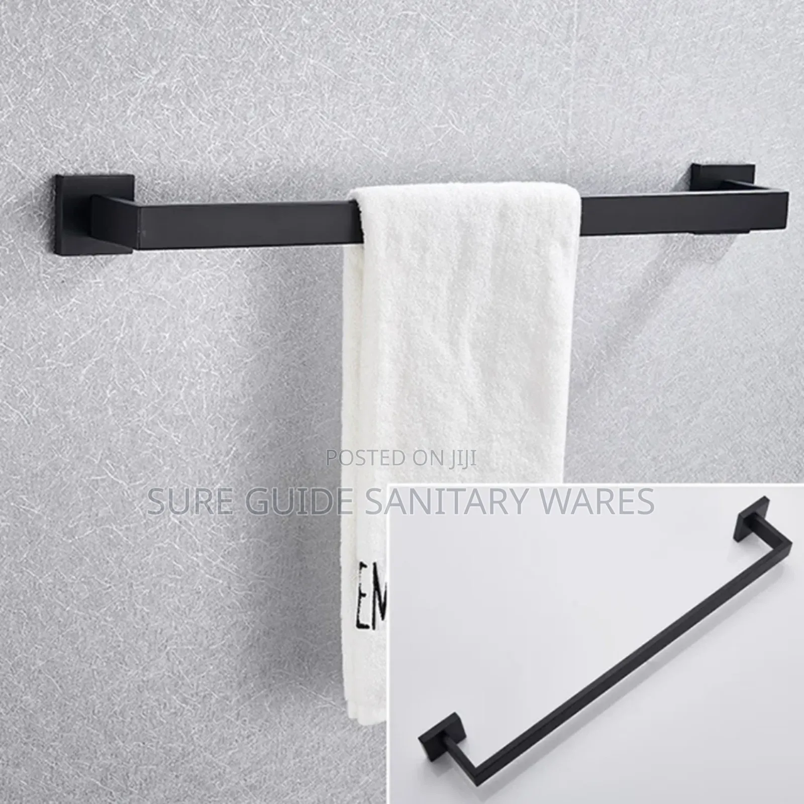 60cm Matt Black Single Towel Racks