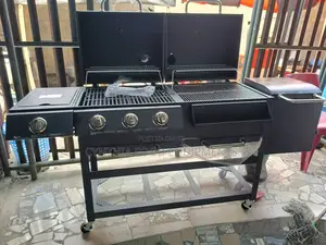 Charcoal and Gas Barbecue With Cook Box and Stove With Under Shelf