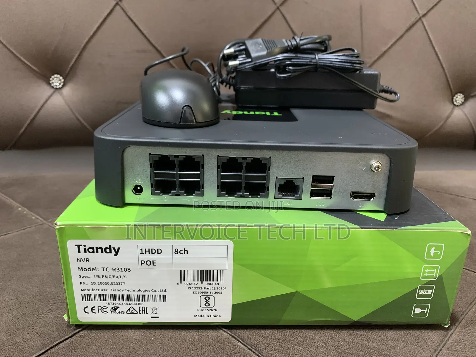 Tiandy NVR 8ch 8poe 6mp Tc-R3108 I/B/P8/C/Eu/L/S