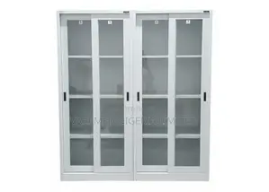 Metal Cabinet With Glass Sliding Doors