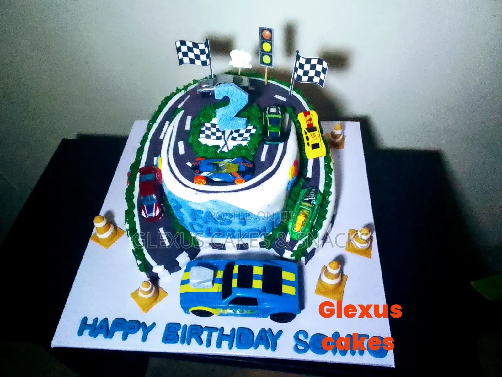 Car Racing Birthday Cake (Foundant Icing)