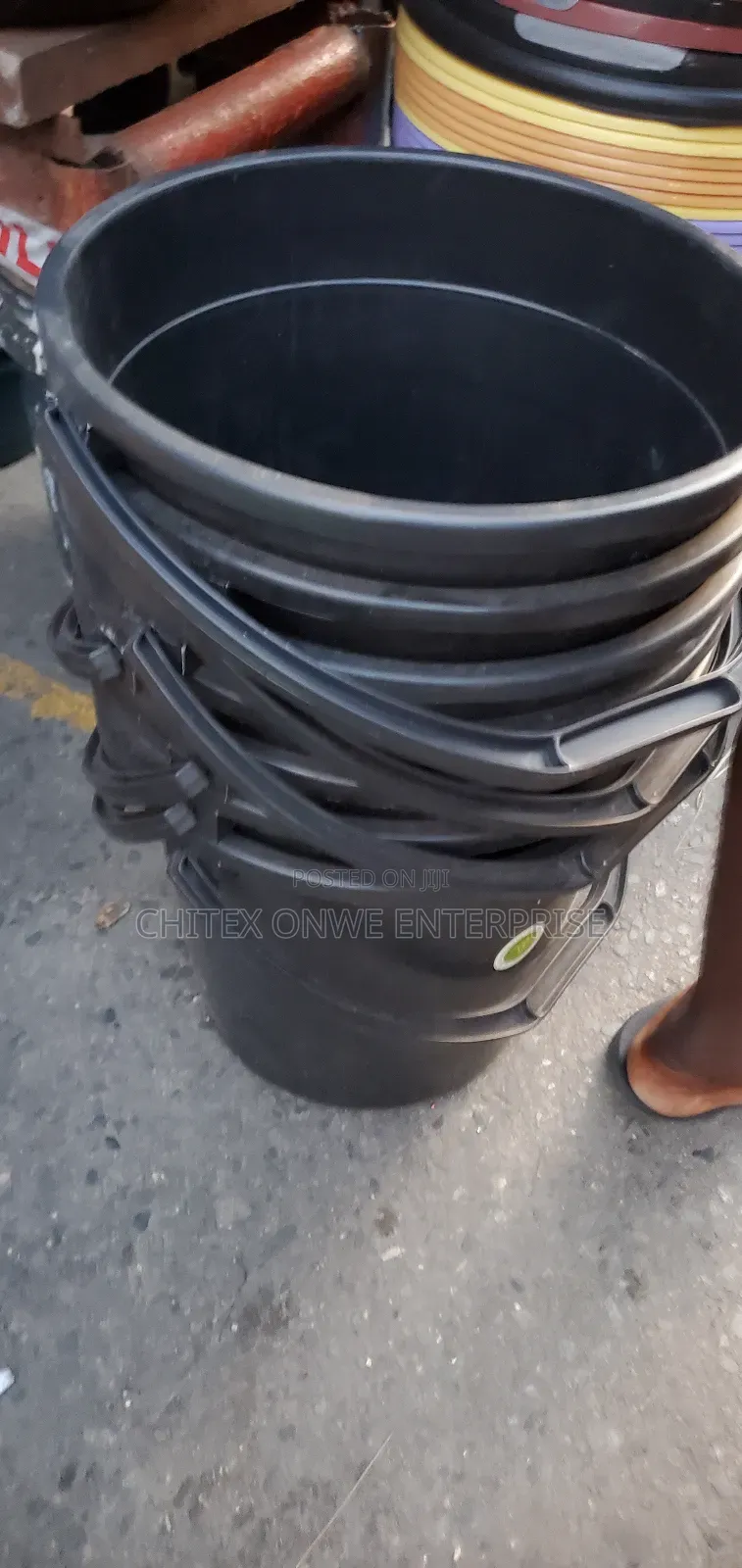 Black Plastic Buckets