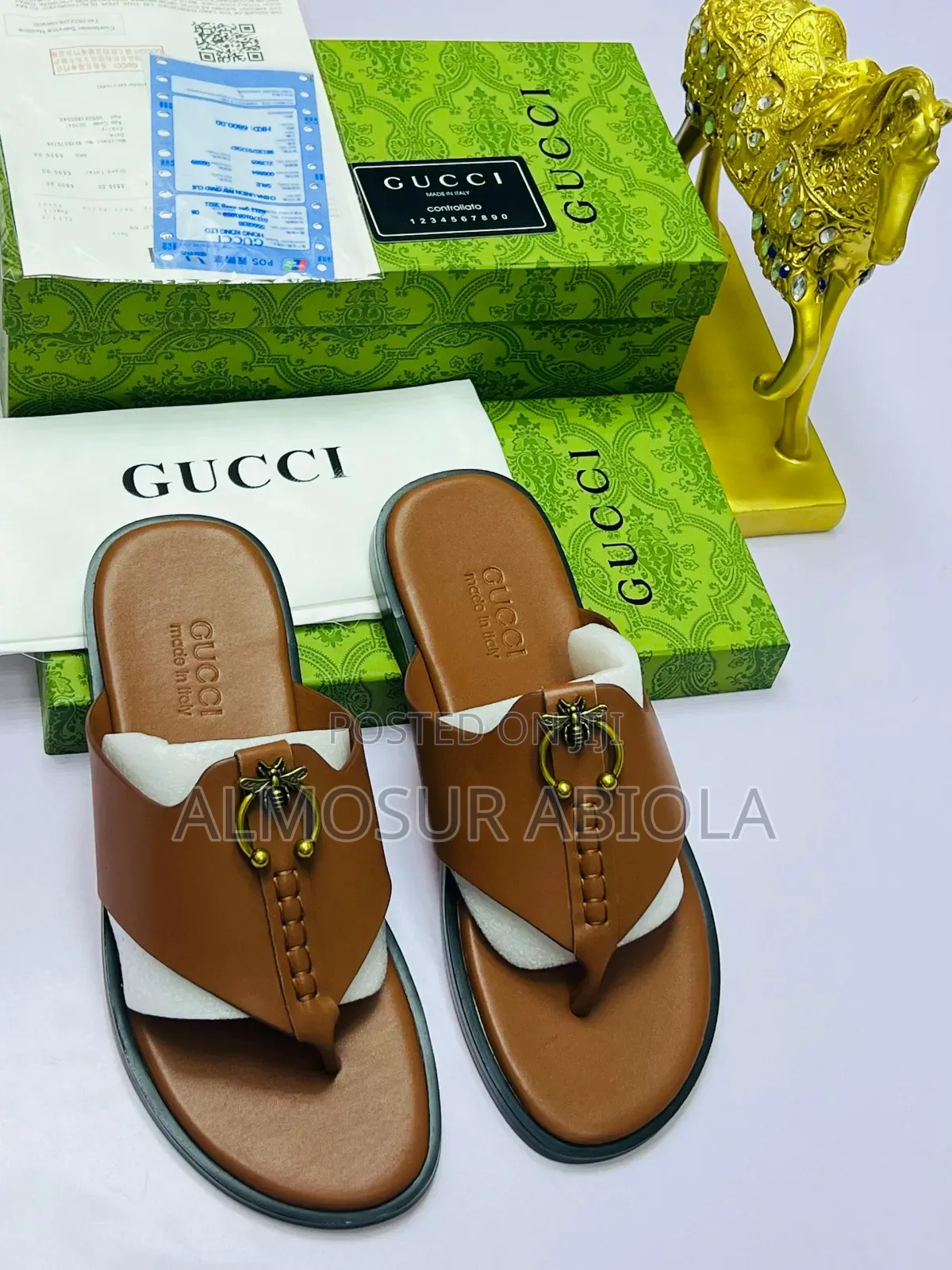 Gucci Palm Slippers, Italian.
