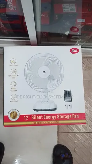 Itel Rechargable Solar Desk Fan 12" 5.5 Hours M001 Battery
