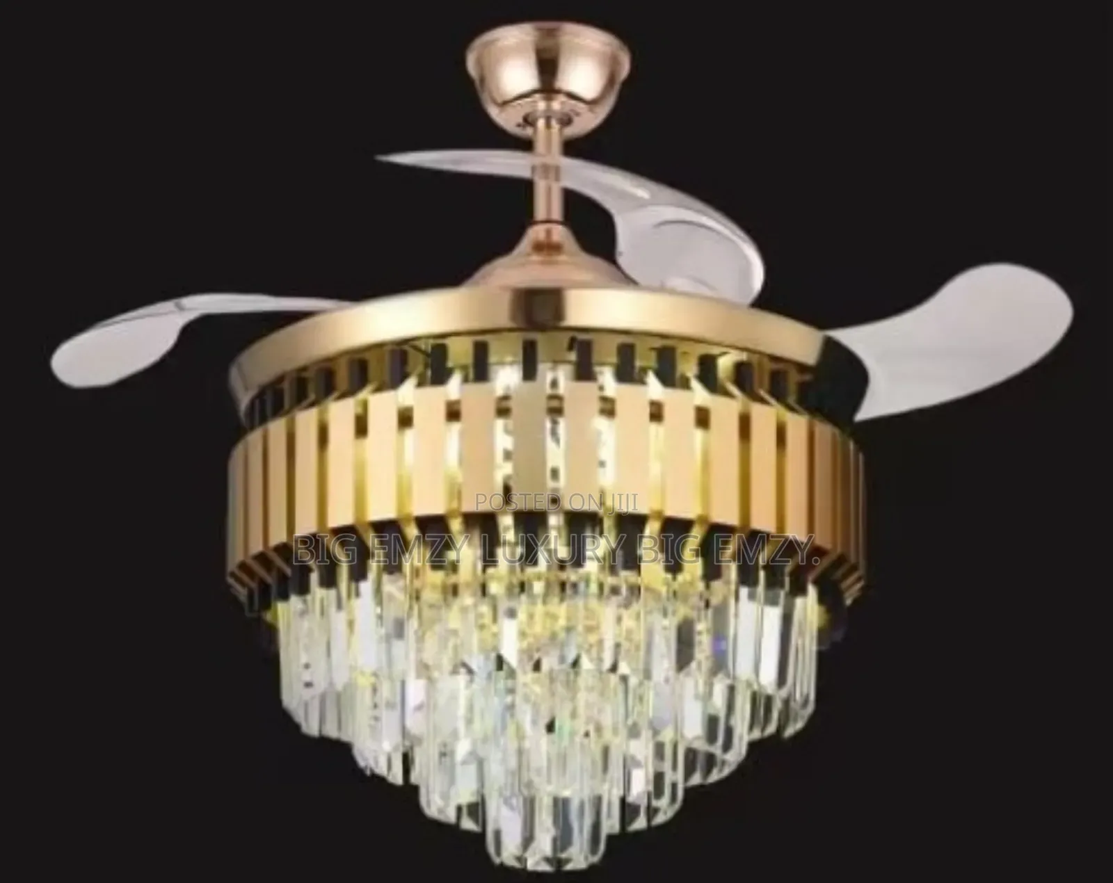 Crystal Chandelier Lights With Massive Fan Blade Capacity.