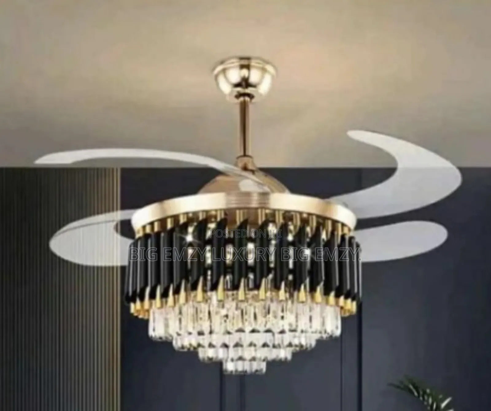 Crystal Chandelier Lights With Massive Fan Blade Capacity.