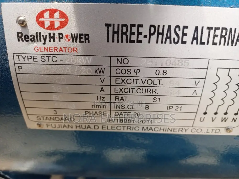 25 Kva Three Phase Alternator 100% Copper